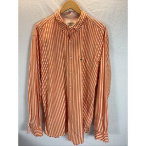 Lacoste Shirt Mens 45 Extra Large Striped Orange Button Down Preppy Golf‎